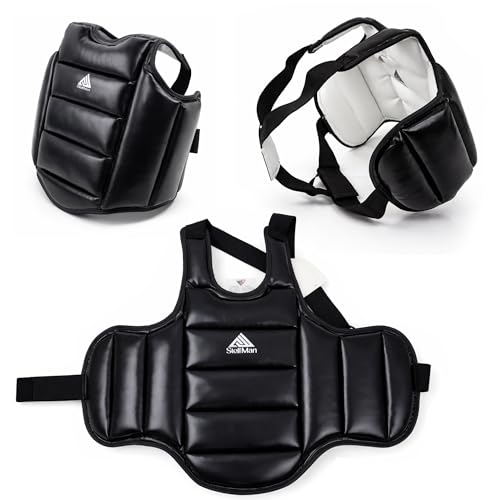 Reversible Boxing Body Protector Chest Guard for MMA, Muay Thai & Taekwondo, Adjustable Sparring Training Vest - size: Large-X-Large