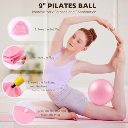 Uyittour 16PCS Pilates Kit, Home Pilates Workout Kit with Ankle Weights, Pilates Ring and Ball Set for Women, Pilates Equipment with Resistance Bands, Core Sliders & Socks for Starter Home Workouts