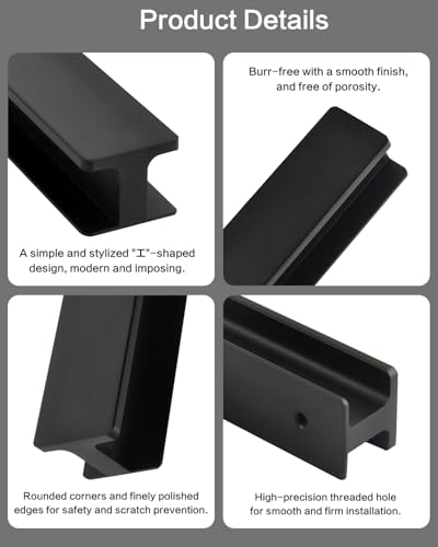 5 Pack Self Adhesive Drawer Pulls Matte Black 6 Inch Self Stick On Handles for Cabinets Sliding Door Handle Sliding Closet Door Pulls Peel and Stick