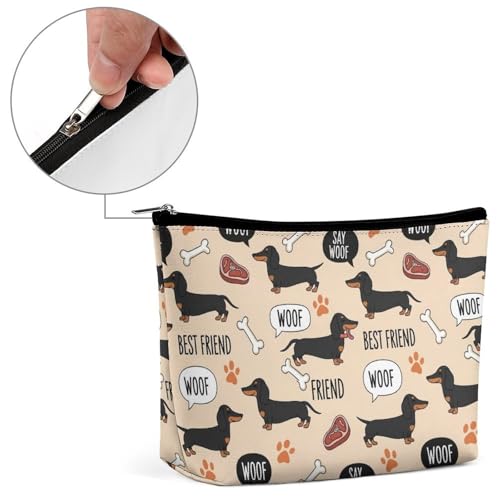 Supdreamc Fashion Makeup Cosmetic Case Travel Bag, Wiener Dog Dachshund Pet Dogs Cosmetic Train Case Organizer Large Capacity Carry On Bag, Luggage Pouch, Makeup Pouch for Women Ladies - color: Pattern 434