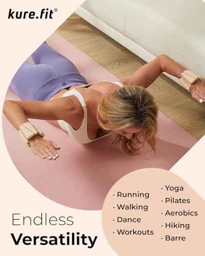 Pilates Wrist & Ankle Weights | Adjustable Weighted Bangles | 1LB/2LB Each - color: Sand, size: 1 LB