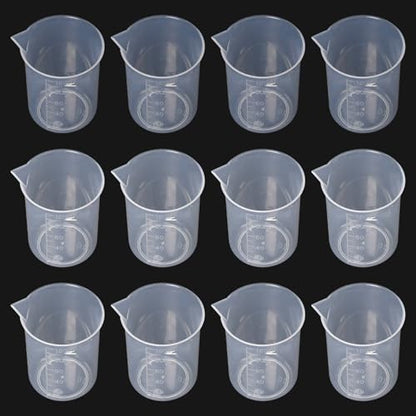 12 Pieces Measuring Cup, Plastic Beaker Cups, Scale 100ML Mixing Cups for Watering, Planting, Experimentation