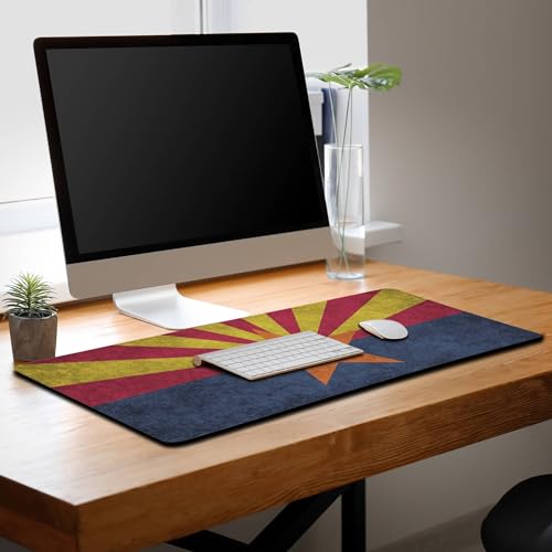 Gaming Desk Mat - Yellow Modern Mouse Pad, Extra Large Non-Slip Rubber Base, 35.4" X 15.7" for Work, Game, Office, Home - Arizona State Flag - color: Arizona State Flag