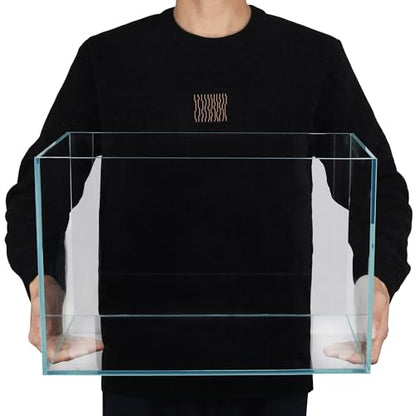 Ultra Clear Rimless Low Iron Glass Cubic Aquarium Tank (9.6Gal W17.72×D10.63×H11.81 inch(45x27x30cm)) 6mm Thickness Include Black Leveling Mat