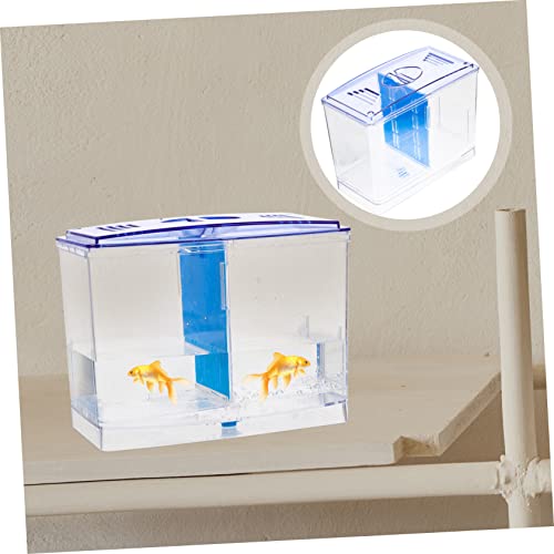 BESPORTBLE Mini Acrylic Fish Breeding Box with Double Compartments for Betta Guppy Incubation Transparent Isolation Tank for Juvenile Survival and Aggressive Fish Separation