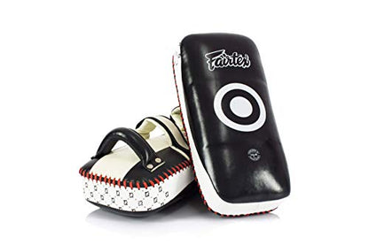 Fairtex Curved Muay Thai Pads, Kickboxing Punching Kicking Striking Shield - color: Black/White, size: Extra Long