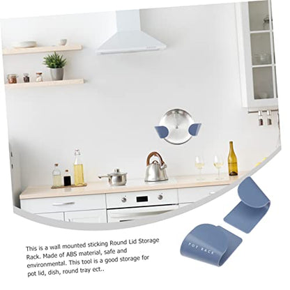Ciieeo 5 Pair Abs Frosted Kitchen Lid Holder with Strong Adhesive Multifunctional Pot Lid Storage Rack and Stand for Pots Pans and Trays Seamless Stickers Lightweight Blue Organizer