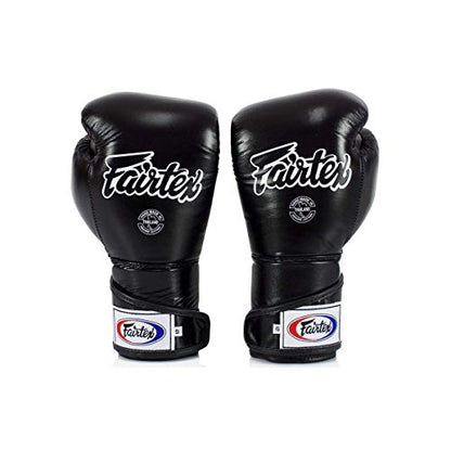 Fairtex BGV6 Angular Boxing Gloves, Locked Thumb Muay Thai MMA Kickboxing - color: Black/White, size: 14oz
