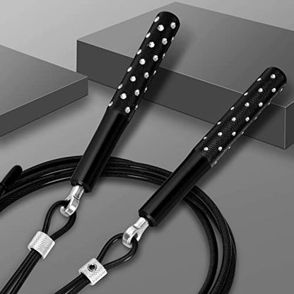 Jump Rope, Wastou Speed Jumping Rope for Training Fitness Exercise, Adjustable Adults Workout Skipping Rope for Men, Women, Kids, Girls - color: Black-B