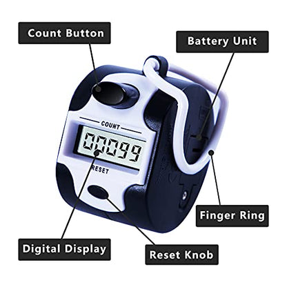 TESEAS Handy Counter Click Manual Digital clicker Stitch Tally Counters Finger Mechanical Palm Handheld Pitch 5-Digit Electronic Display Click Counter Number Count for Row, People, Golf Lap - style: 6pack