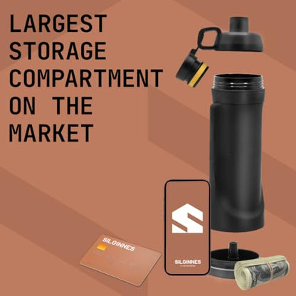 Diversion Water Bottle 13.5oz - Biggest Hidden Wallet Compartment - Best For Travel Or Hidden Safe For The Home - BPA Free Black Diversion Safe Storage