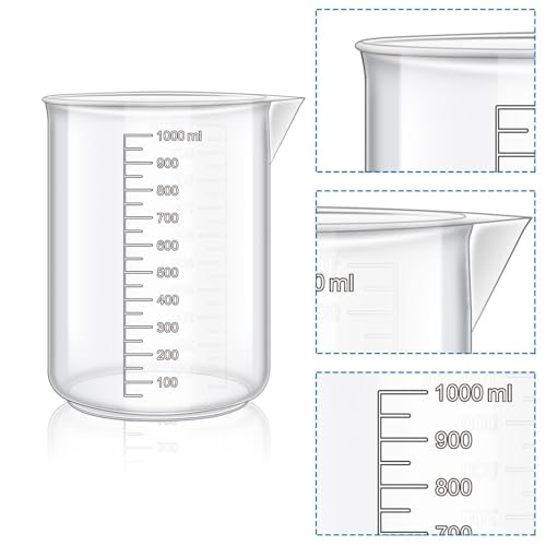 23Pcs Graduated Cylinders Beakers Set 6 Clear Plastic Graduated Cylinders 25/50/100/250/500/1000ml 4 Plastic Beakers 10/25/50/100ml with 8 Plastic Droppers and 5 Stirring Rod