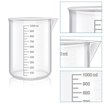 23Pcs Graduated Cylinders Beakers Set 6 Clear Plastic Graduated Cylinders 25/50/100/250/500/1000ml 4 Plastic Beakers 10/25/50/100ml with 8 Plastic Droppers and 5 Stirring Rod