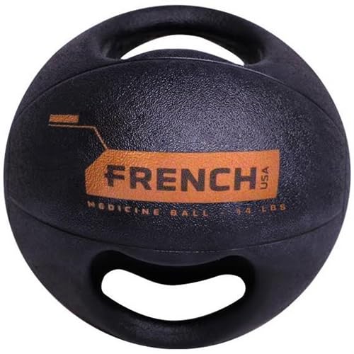 Dual Grip Medicine Ball w/Handles – Reinforced Rubber, Textured Grip, Durable Design for Strength Training & Conditioning (14 lb)