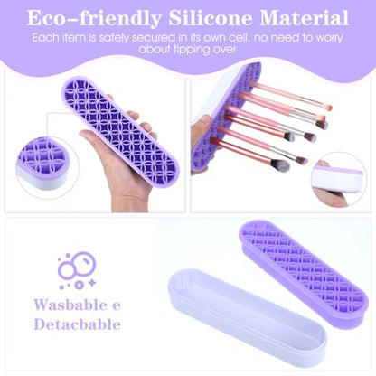 4 Pcs Silicone Makeup Brush Holder, Multipurpose Cosmetic Organizer, Pen Holder for Desk, Storage Box, Sewing Tool, Beauty Tool, Scissors, Toothbrush Holders