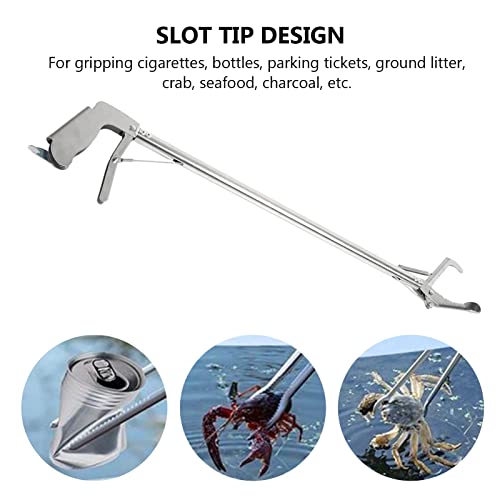 Alomejor 30in Aquarium Tweezers Fish Long Reach Tongs for Crab Seafood Octopus(Bend Clip)
