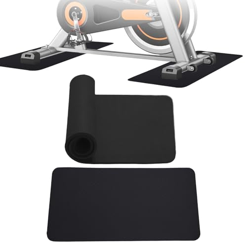 2PCS Stationary Bike Mat, Non-Slip Floor Protector for Exercise Bike, Rower