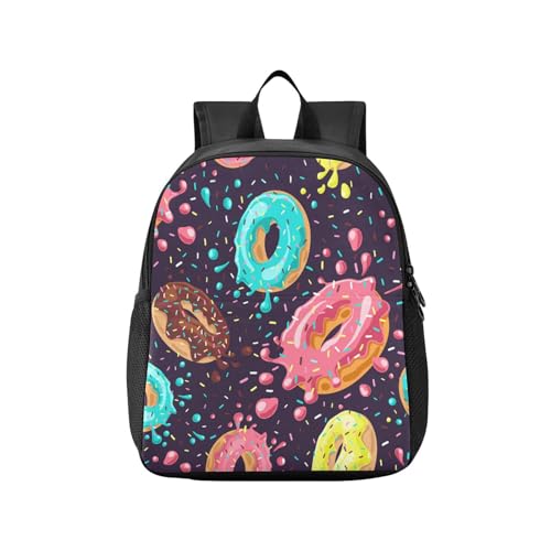Donuts Colored Glaze Sprinkles Toddler Backpack Waterproof Mini Backpack Boys/Girls Cute Small Backpack Kindergarten Pre School Bags (M - color: Donuts Colored Glaze Sprinkles, size: Medium