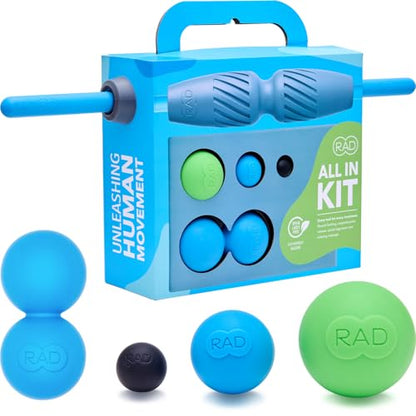RAD All-in Kit 7-in-1 Foam Roller Set for Whole Body Massage & Myofascial Release with Roller Stick, Yoga Block, Massage Balls Muscle Recovery Tools for Mobility & Flexibility - style: All-In 7-Piece Set