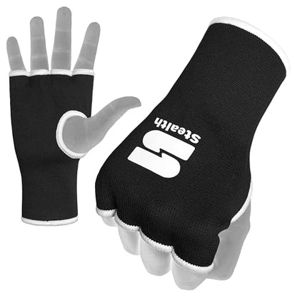 Stealth Sports Boxing Hand Wraps Inner Gloves – Premium Boxing Inner Gloves – Half Finger Boxing Punching Mitts – Elasticated Wrap Boxing Mitts for Kickboxing, Muay Thai, MMA - size: Large-X-Large