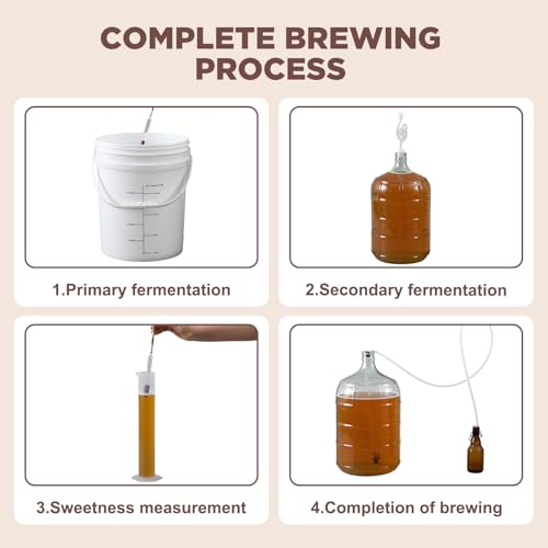Wine Making Kit Include 5 Gallon Carboy, 6.5Gallon Bucket,Lid, Automatic Siphon, Hydrometer, Alcohol Percentage Tester, Bottle Filler, Airlock, Plug Funnel for Primary & Secondary Fermentation