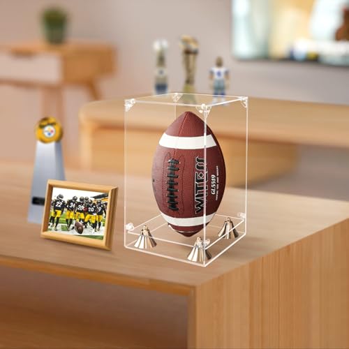 KOLIPI Football Display Case, Clear Acrylic Box 8x8x12.5 in - size: 8x8x12.5 inches