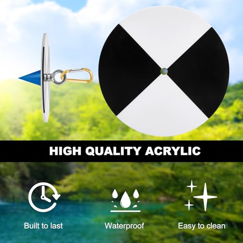 Copkim 7.87 Inch Plastic Secchi Disk Set Secchi Disc with Black and White Quadrants, Steel Cone, Holding Line and 100 ft Tape Measure for Clarity Measurements