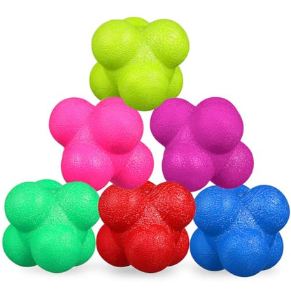 Hemobllo Hexagonal Reaction Training Balls 6 Piece TPR for Sports Exercise