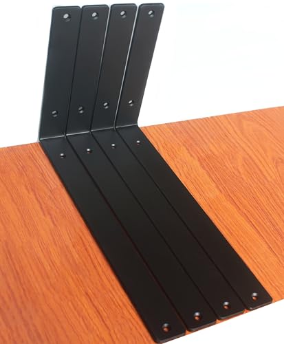 4 Pack - L 14" x H 8" x W1.5, 5mm Thick Black L Shelf Bracket, Iron Shelf Brackets, Metal Shelf Brackets, Floating Shelf, Shelf Supports with Screws - size: 14''x8'', style: Black 4 Pack