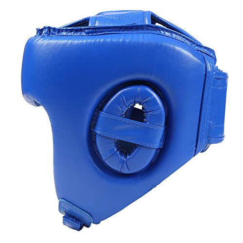 Wesing Professional Boxing Headgear Muay Thai Martial Arts Training Sparing Headgear Without Cheeks - color: Blue, size: Medium