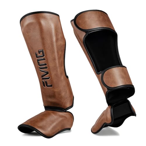 Retro Style Muay Thai Shin Guards,for Men Women - color: Light Brown, size: Medium