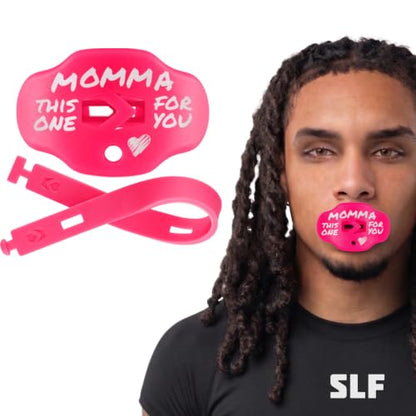 SLEEFS Classic Football Mouthguard with Bold Designs and Removable Strap - color: Momma Pink
