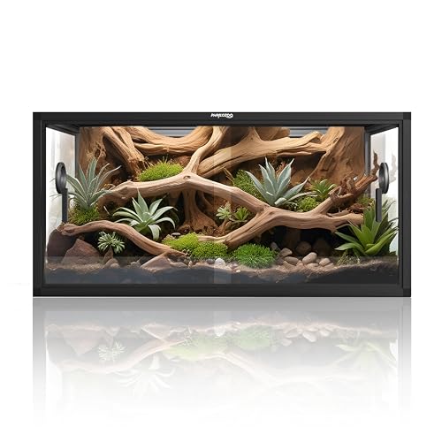 50 Gallon Reptile Enclosure, Colorful Aluminum Frames Reptile Tank Assemble Within 6 Steps, Rust Proof Mesh Top for Air Circulation & Light Penetration, Dual Grommets for Multiple Wire Use - color: Ultimate Black, size: 50 Gallon