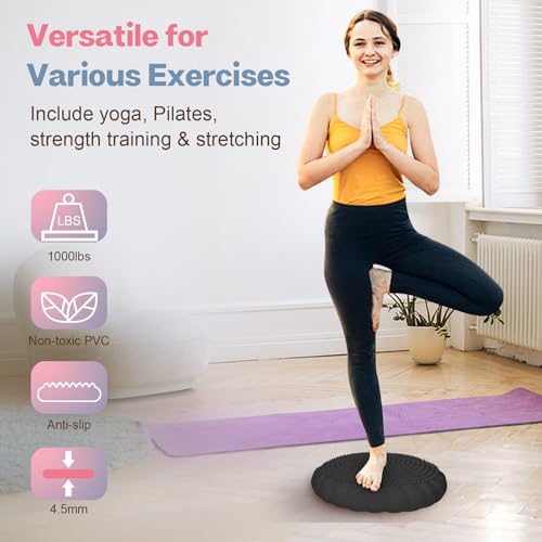 kisnbld Wobble Cushion, Balance Disc with Pump, Core & Posture Training - color: 1Black