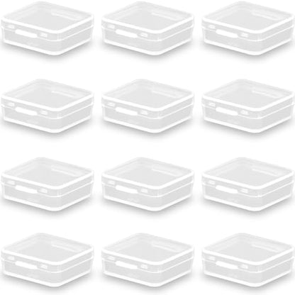 12 Pack Clear Square Plastic Beads Storage Containers Box (1.06 x 1.06 x 0.39 Inch), Square Bead Organizers for Small items, Crafts, Beads, Coins, Jewelry and Business Cards - size: 1.06 x 1.06 x 0.39 Inch