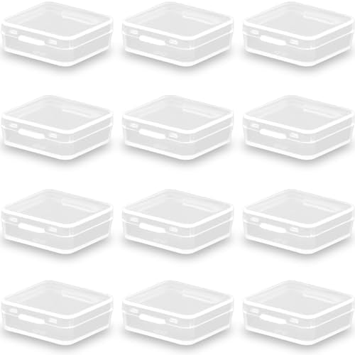 12 Pack Clear Square Plastic Beads Storage Containers Box (1.06 x 1.06 x 0.39 Inch), Square Bead Organizers for Small items, Crafts, Beads, Coins, Jewelry and Business Cards - size: 1.06 x 1.06 x 0.39 Inch