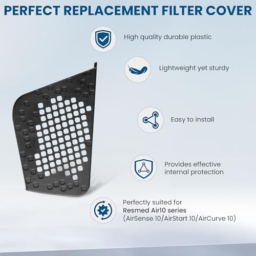 19729 Filter Cover Compatible with ResMed AirSense 10 AirStart 10 AirCurve 10 CPAP Machines, Premium Replacement Filter Side Cover Door, Pack of 1, Black