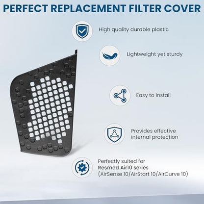 19729 Filter Cover Compatible with ResMed AirSense 10 AirStart 10 AirCurve 10 CPAP Machines, Premium Replacement Filter Side Cover Door, Pack of 1, Black