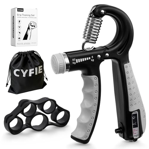 CYFIE Grip Strength Trainer Kit Adjustable 10-132Lbs Hand Exerciser Counter - color: Black
