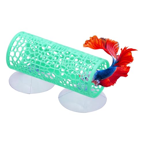 Betta Tunnel, Bettas Tank Accessories with Suction Cups Aquarium Fish Aquarium Decor, (1Pcs, Green), Intended for Small Fish/Shrimp/Guppy - color: Green