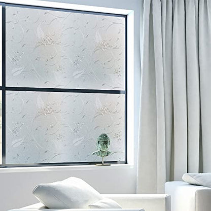 Frosted Privacy Glass Window Film, Vinyl Decorative Window Decals, Static Clings No-Glue Removable Window Film for Home Bathroom Living Room (17.5 x 78.7 inch) - size: 17.5'' x 78.7'' (44.5 x 200 cm)