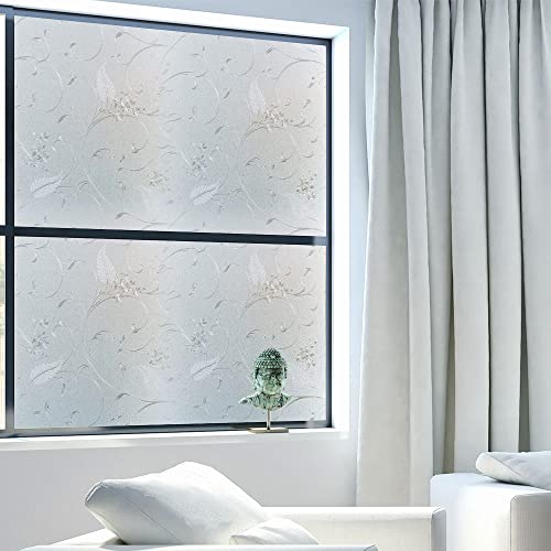 Frosted Privacy Glass Window Film, Vinyl Decorative Window Decals, Static Clings No-Glue Removable Window Film for Home Bathroom Living Room (17.5 x 78.7 inch) - size: 17.5'' x 78.7'' (44.5 x 200 cm)