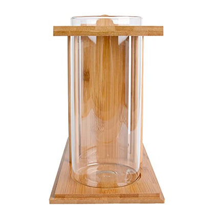 Creative Ecological Fish Tank,Dual Glass Small Fish Tank with Bamboo Wood Stand,Mini DIY Desktop Aquarium for Goldfish,Betta Fish,or Small Fish