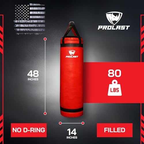4 ft 80lb Heavy Boxing Punching Bag, Muay Thai, MMA, Strength Training Equipment, Hanging - color: Red, size: Filled without Bottom D-Ring