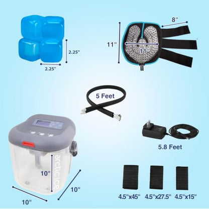 Circulating Cold Water Therapy Kit Gen 2 by Arctic Ice Clear – Ice Machine with Universal Pad 3-Strap Wrap and 6 Cold Cubes (Arctic Ice Clear Kit)