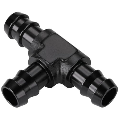 1/2" 13mm Hose Barb Tee T Fitting Adapter Aluminum Black - size: 13mm