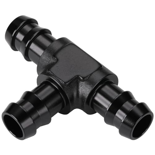 1/2" 13mm Hose Barb Tee T Fitting Adapter Aluminum Black - size: 13mm