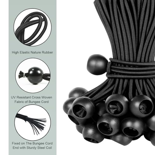 Car Cover Windproof Clip, Inverted Tooth Design Non-Slip Bite Tent Clamp with Adjustable Buckle, Outdoor Wind Rope Fixing Bracket with 12 PCs Ball Bungee Cords, for Most Cars (Black) - size: 24 PCS