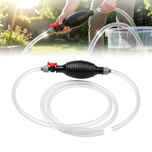 Multifunctional Liquid Siphon Pump with Self-contained Valve, 2026 New Hand Fuel Transfer Pump, Large Diameter Manual Fluid Extractor for Gasoline, Fuel, Diesel, Water, Fish Tank (With 1.5M Hose)