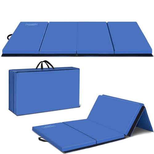 Polar Aurora 3'x6'x2 Thick Folding Gymnastics Exercise Mat Aerobics Stretching Yoga Mats - color: Blue